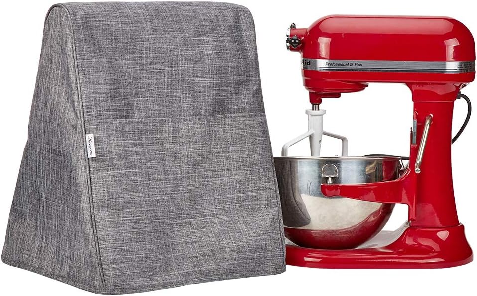 NICOGENA Stand Mixer Dust Cover Compatible with Kitchenaid Bowl Lift 5-8 Quart - These Storage Covers Have 4 Accessory Pockets for Beater, Whip and Other Attachments (Grey)
