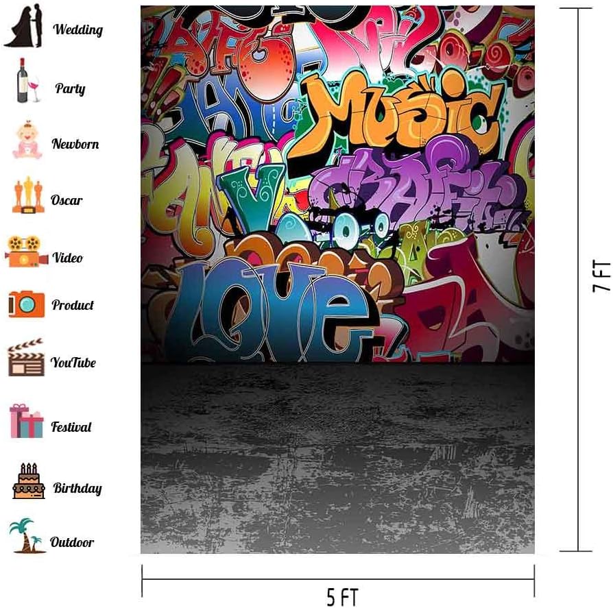 Party Supplies Graffiti Wall Themed Backdrop Hip Hop Birthday Banner 90 S Hip Hop Personalized Backdrop Back To The 80s Backdrop 90 S Birthday Digital Paper Party Supplies