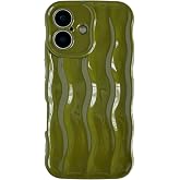 Caseative for iPhone 16 Case, Green | Water Ripple Pattern Curly Wave Frame Soft