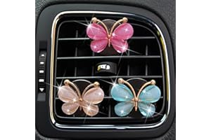 DREAMXUE 3Pcs Lovely Butterfly Car Clip, Cute Butterfly Car Air Conditioning Outlet Diffuser Car Charm Air Vent Accessories Cute Car Interior Decor for Girls & Women…