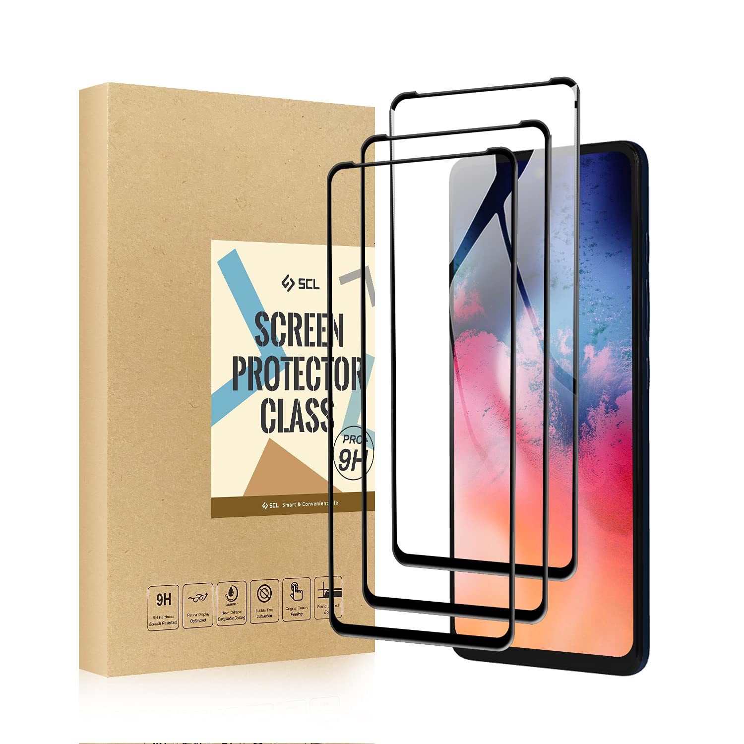 SCL Screen Protector Compatible with Moto G60S Screen Protector Motorola G60S Tempered Glass Film [3-Pack], [Full Coverage, Easy Installation, Bubble-free, 9H Hardness]