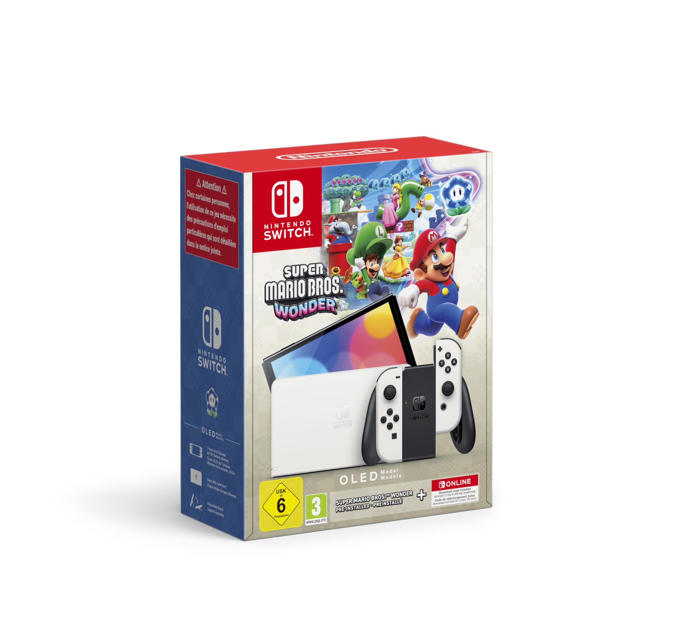 Nintendo Switch OLED + Super Mario Bros Wonder + 12 Meses de Nintendo Switch Online