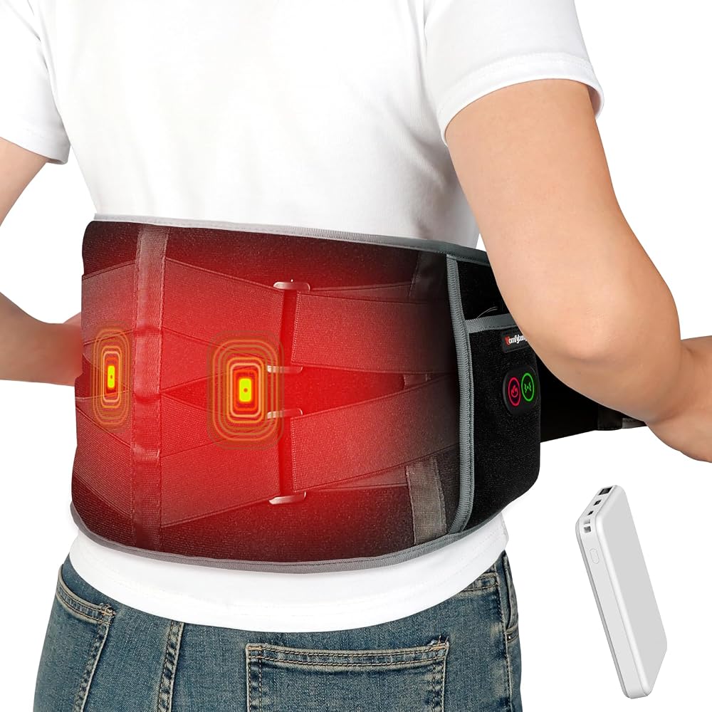 Comfytemp Cordless Heat Pad with Massager Back Support 58in Belt