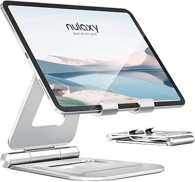 Nulaxy Dual Foldable Tablet Stand Adjustable Desktop Holder Silver
