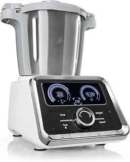 Klarstein GrandPrix - Multifunktions-Küchenmaschine, Rührmaschine, Küchenmaschine mit Kochfunktion, 500-1000 W, 2,5L Edelstahlschüssel, 30-120°C einstellbar, 12 Geschwindigkeiten, silber