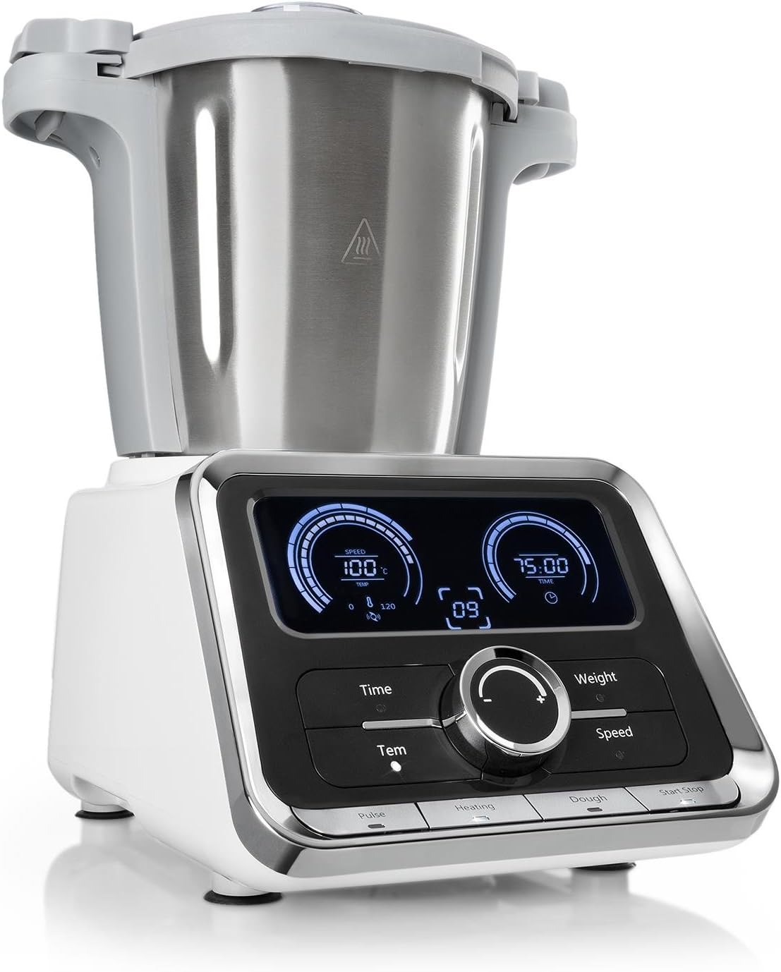 Klarstein GrandPrix - Multifunktions-Küchenmaschine, Rührmaschine, Küchenmaschine mit Kochfunktion, 500-1000 W, 2,5L Edelstahlschüssel, 30-120°C einstellbar, 12 Geschwindigkeiten, silber