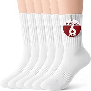 Mvrgc Crew Socks for Women & Men, 6 Pair Cute Cotton Casual Calf Socks Breathable Soft Above Ankle Socks, Size 5-10