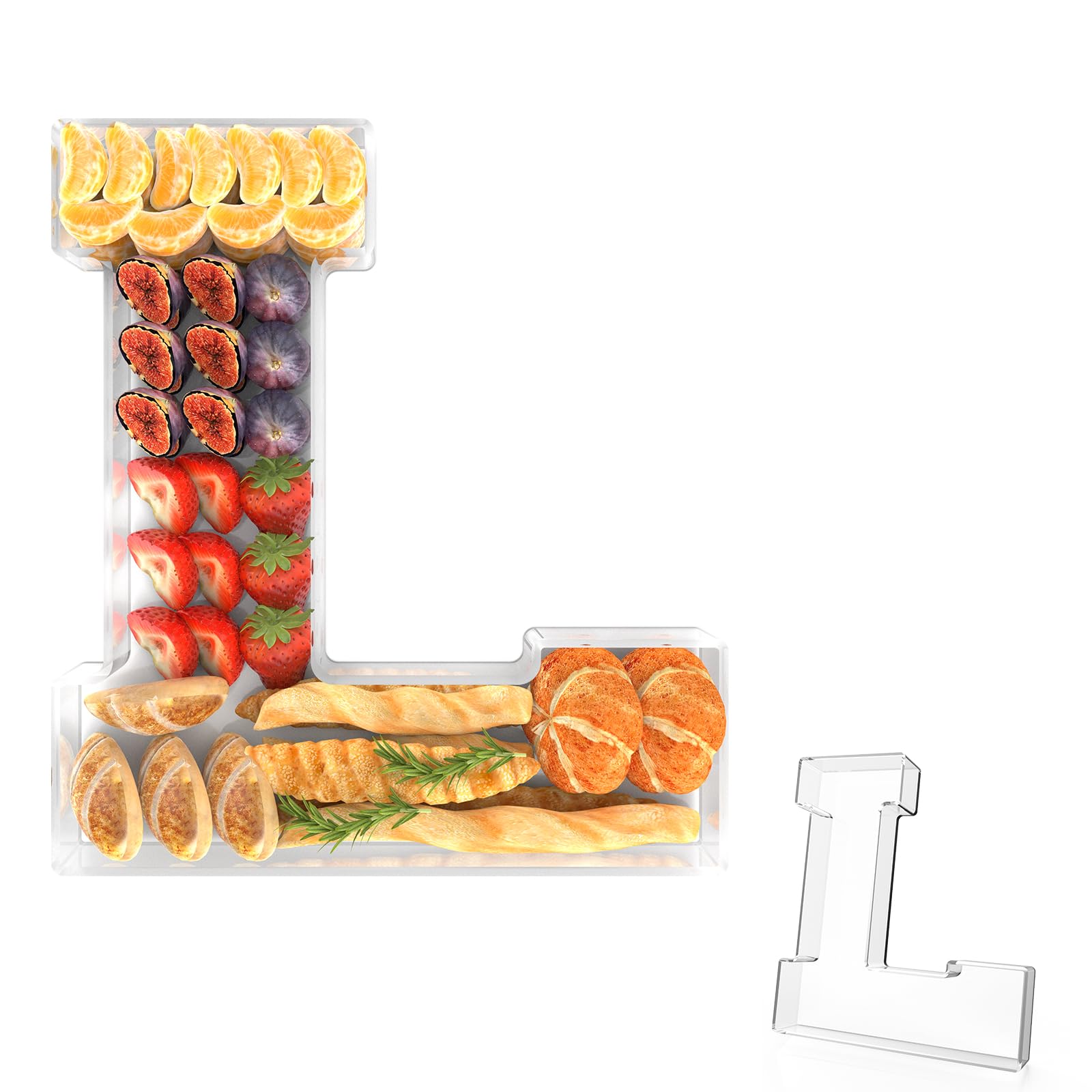 Photo 1 of 11" Acrylic Letter Charcuterie Tray, Charcuterie Letters Fillable Box for Food, Reusable Serving Cake Candy Dish Display Tray for Birthday Anniversary Party Decoration (Letter L)