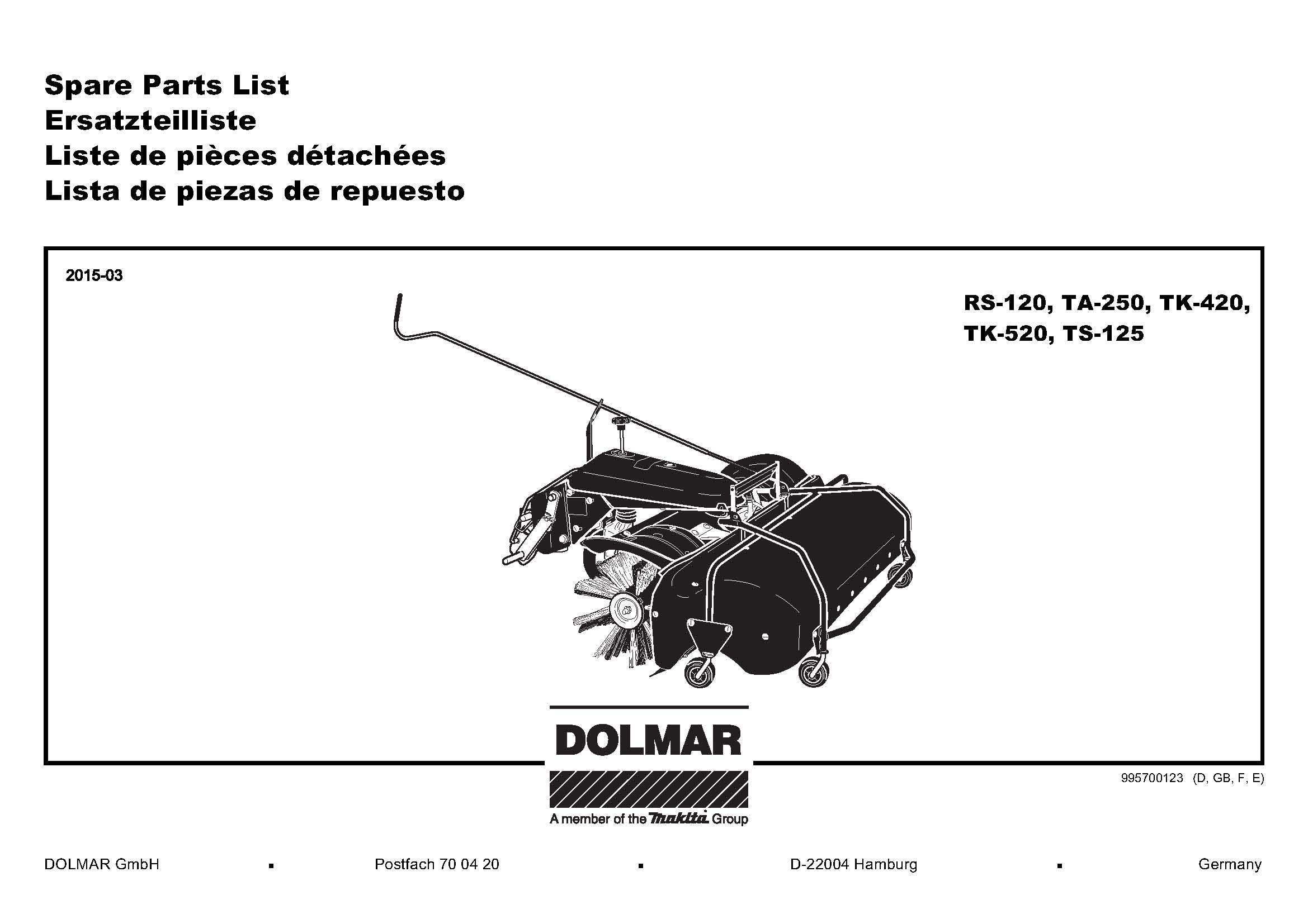 Dolmar 663111514-2515 Pipe Folding Spline 6 Original Part RS-120