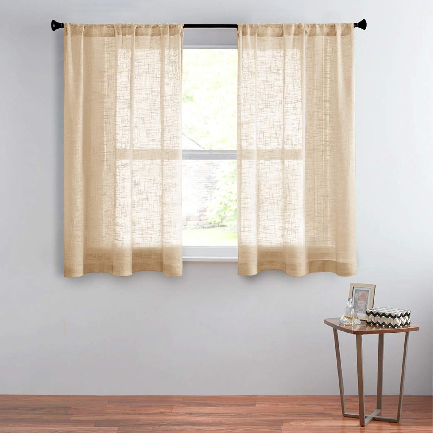 CUTEWIND Taupe Sheer Curtains 54 Inch Length for Bedroom