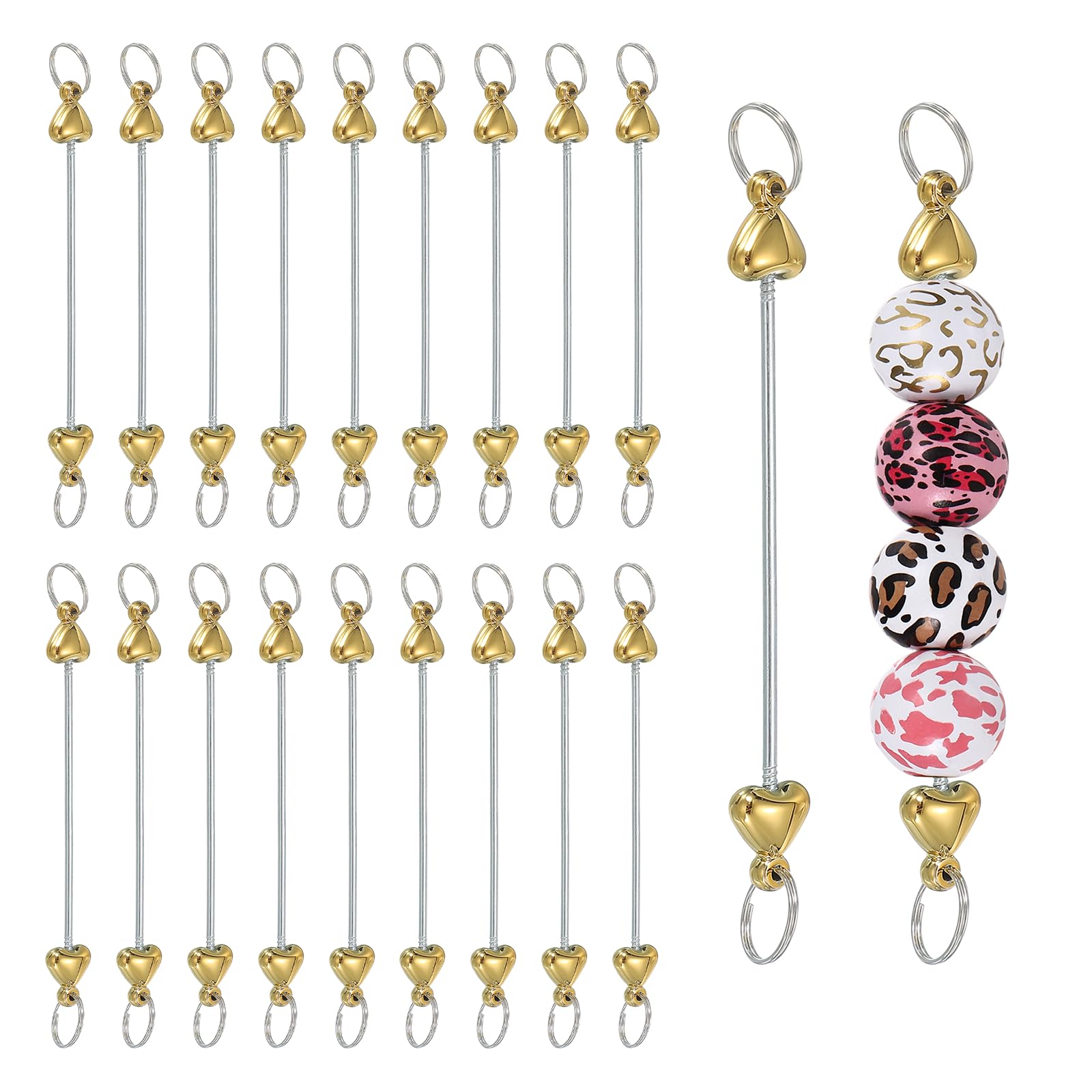 Photo 1 of ****MISSING PART***PATIKIL 20pcs Beadable Keychain Bar, Beadable Keychains Blanks Beaded Keychain Bar Bulk Key Chain Rod Making Heart Charm for Beads Jewelry Making DIY Focal Bead Crafts Backpack, Gold