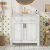 Sweetcrispy 30" Bathroom Vanity with Sink, Bathroom Storage Vanity Sink with 2 Doors, Farmhouse Wooden Free Standing Bathroom