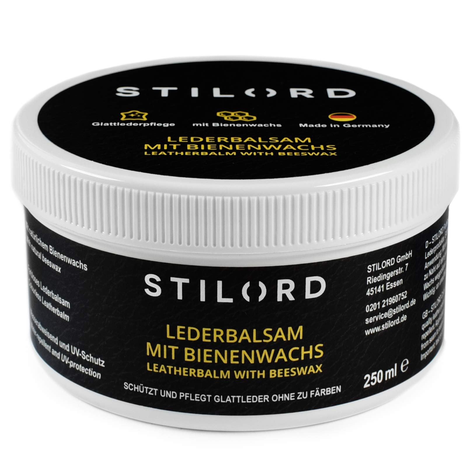 STILORD Leather Conditioner Neutral - Beeswax Balm for Smooth Leather Care - Premium Leather Protector for Cleaning, Conditioning, and Waterproofing, Size:250 ml