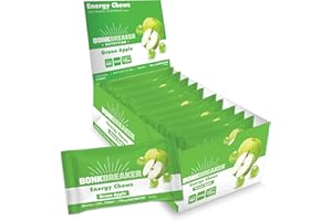 Bonk Breaker Energy Chews, Dairy-Free, Gluten-Free Ingredients to Provide Quick Energy and Focus, 1 Box of 10 Packets, Green Apple
