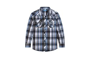 CHEERBOY Boy's Toddler Kids Casual Long Sleeve Western Pearl Snap Button Up Plaid Shirt 4-16 Years