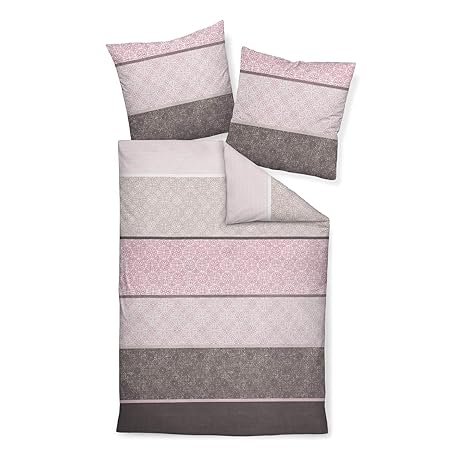 Janine 65016 Feinbiber Bettwäsche Davos 200x220 cm + 2X 80x80 cm Beere-Mauve