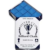SILVER CUP Billiard CHALK - ONE DOZEN (Electric Blue)