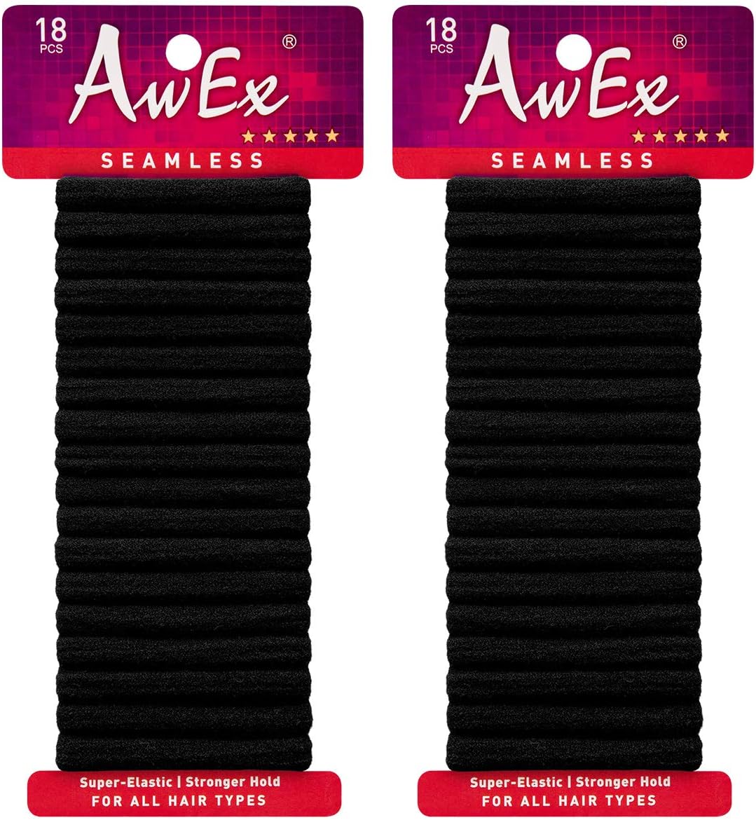 AwExBlack Seamless Hair Bobbles,Super Elastic,36 PCS,Small Hair Bands,Soft Hair Ties,No Break Ponytail Holder