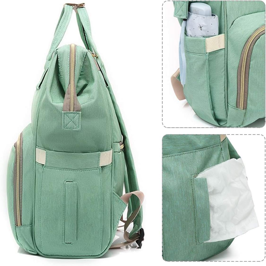 green nappy bag