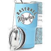 Baseball Mama Tumbler 30oz, Unique and Thoughtful Presents for Sports Mom, Baseball Coffee Travel Mug, Ideal Present Picks for Her Birthday, Game Day, Mother's Day, Christmas, Gift Ready