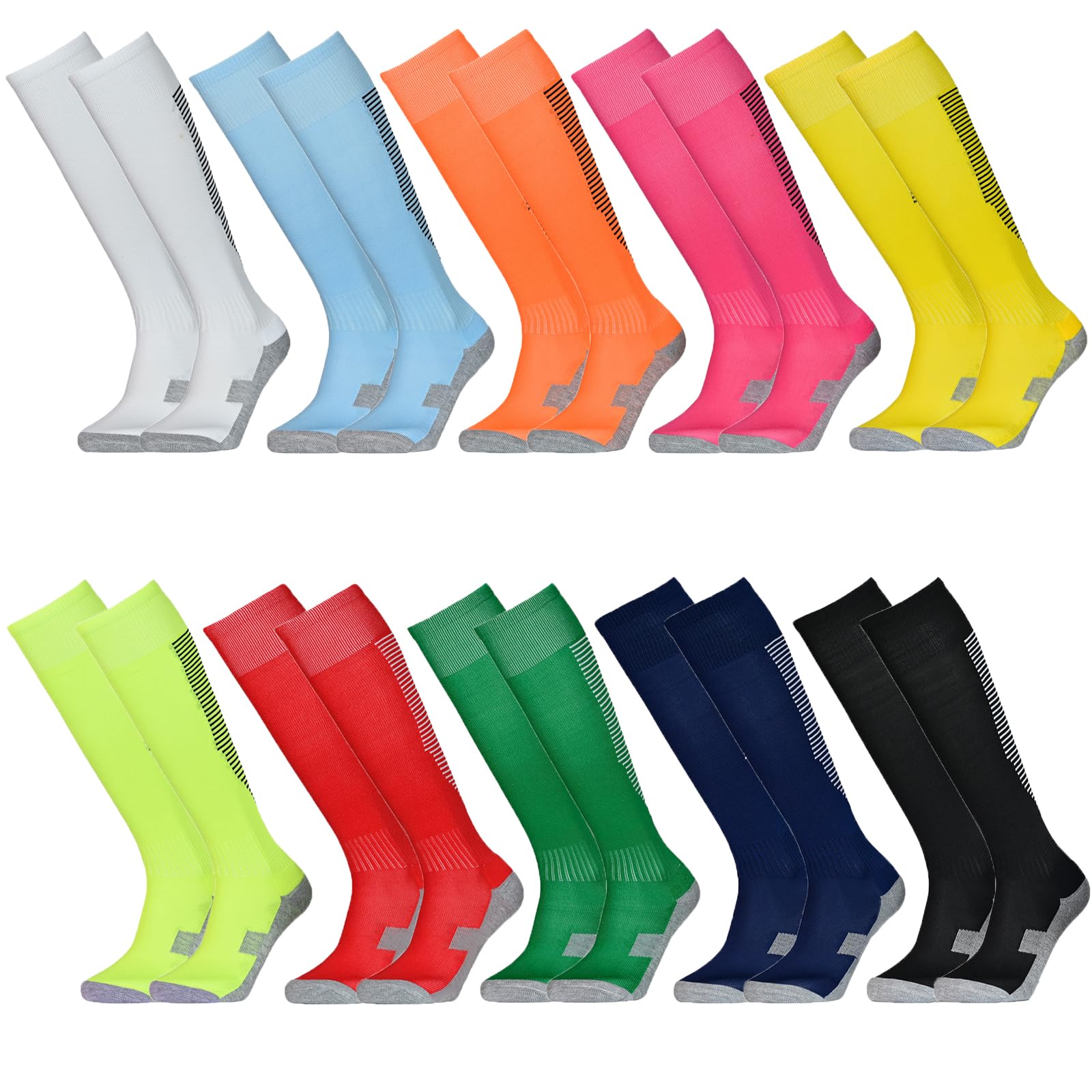 Photo 1 of 10 Pairs Kids Soccer Socks Stretchy Knee High Tube Colorful Football Athletic Team Socks for Boys Girls (4-8 Years Old(Arrow))