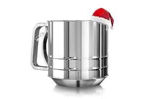 5 Cup Flour Sifter Stainless Steel – Sifter Baking with Double Mesh, One-Hand Operation Flour Duster, 5.1" x 5.1" for Quick B