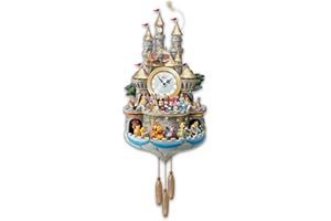 The Bradford Exchange Disney Timeless Magic Musical Wall Cuckoo Clock Masterpiece Handmade With 43 Rotating Characters Castle Windows Light Up Plays Melody A Dream is a Wish Your Heart Makes 20-Inches