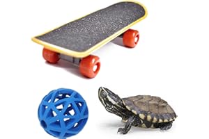 PURRRFECTIONPET Tortoise Treat Ball And Training Skateboard Toy Set, Turtle Feeder Ball And Funny Skateboard, Tortoise Toy Feeding Balls Vegetable Grass For Small Animals Pets Tortoises Turtles (Blue)