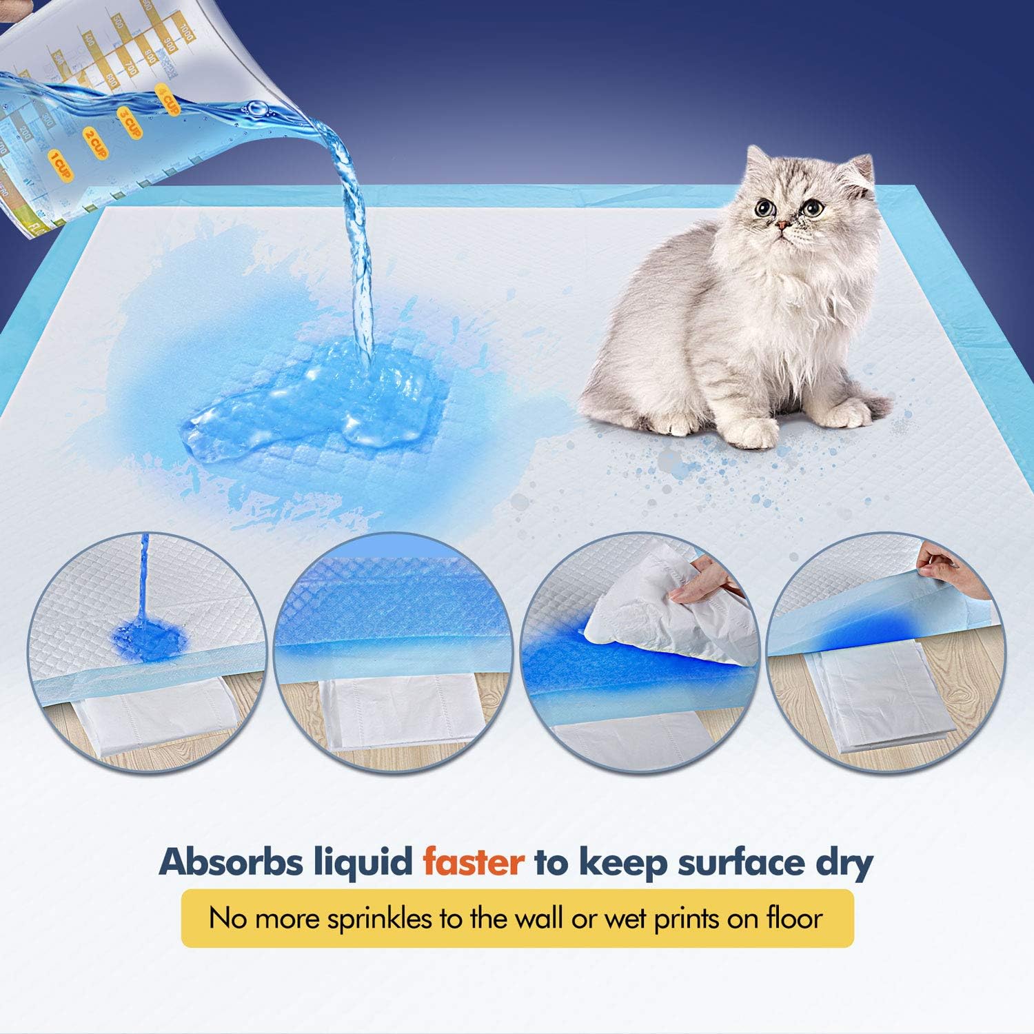 Gimars XL 28"x34" Thicker Heavy Absorbency Pet Training Puppy Pee Pads - Extra Large Disposable Polymer Quick Dry No Leaking Pee Pads for Dogs, Cats, Rabbits and Other House Training Pets, 30 count : Pet Supplies