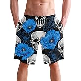 visesunny Hawaiian Men's Summer Beach Shorts Swim Trunks Sports Running Bathing Suits with Mesh Lining