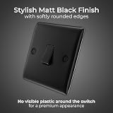 BG Electrical Nexus Metal Matt Black Single 2 Way Light Switch 20A NFB12 view 2