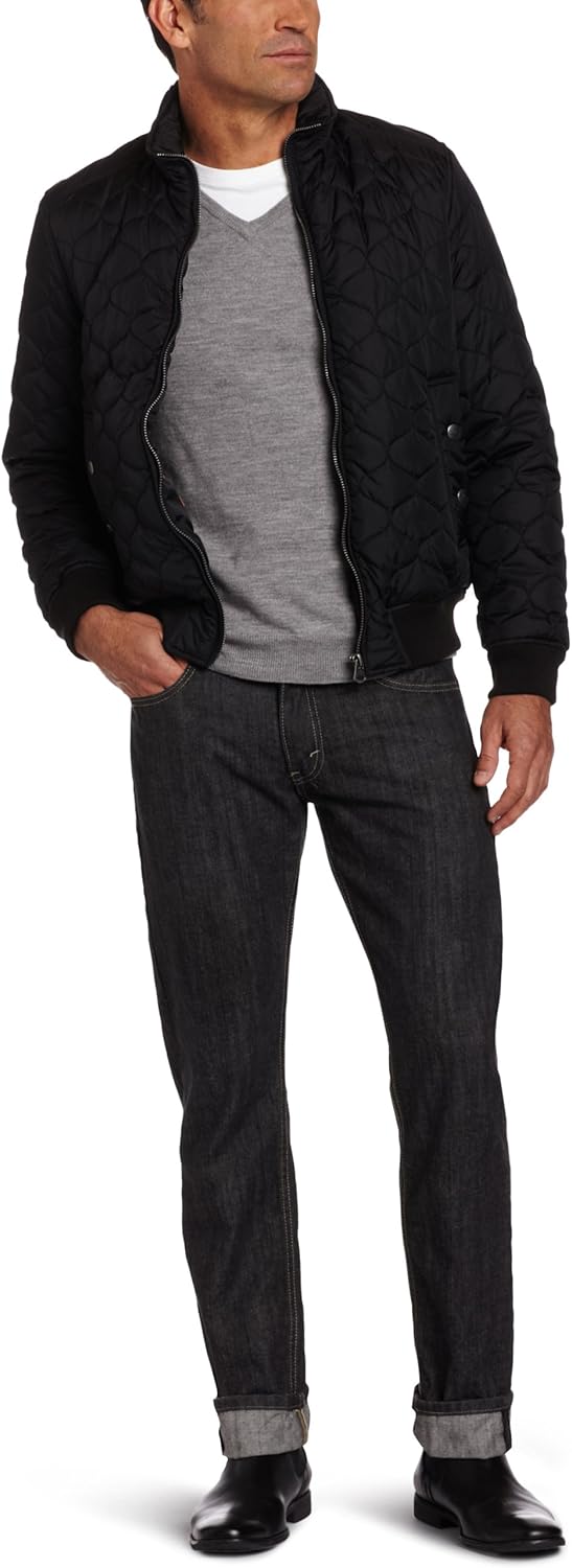 Dockers Men's Limited Offer Nylon Quilted Bomber Jacket, Black, Small