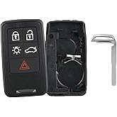 TOP-VIGOR Keyless Entry Remote Control Car Key Shell Case Replacement Compatible with Volvo XC60 XC70 S60 S80 V40 Cross Country V70 2007 2008 2009 2010 2011 2012 2013 5 Button for PG788A
