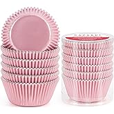 Caperci Pink Foil Cupcake Muffin Liners Standard Size Baking Cups 150-Pack - Premium Greaseproof &amp; Sturdy