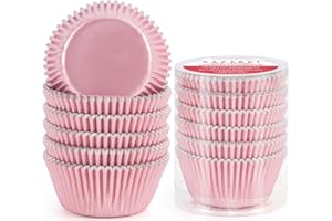 Caperci Pink Foil Cupcake Muffin Liners Standard Size Baking Cups 150-Pack - Premium Greaseproof & Sturdy