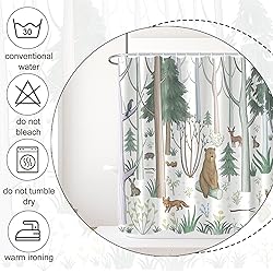 AWERT Cute Shower Curtain with Hooks Green Forest