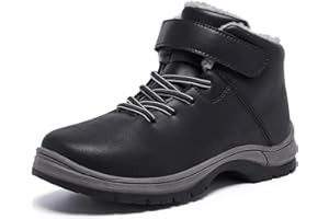 YINGCSM Boys Snow Boots Warm Fur Lined Non Slip Winter Shoes Lightweight Water Resistant Hiking Boot