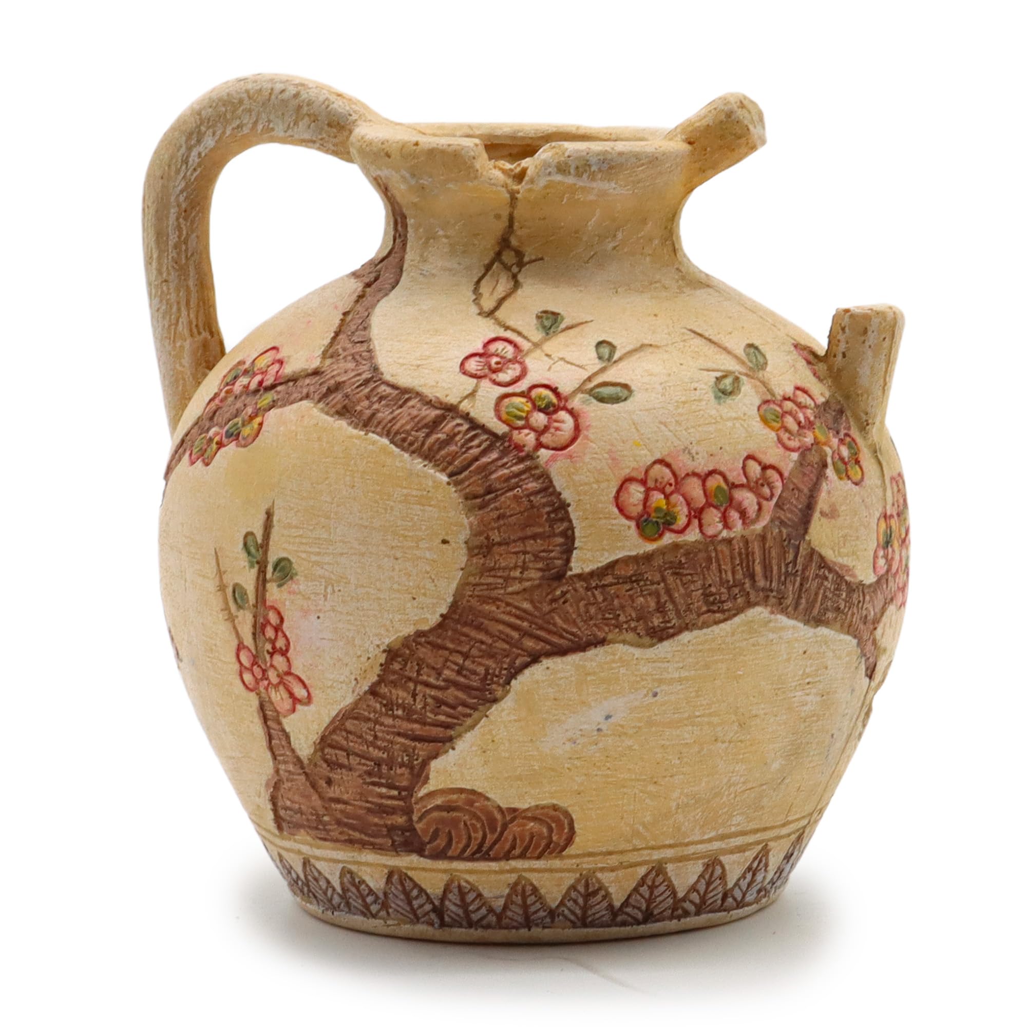 Wave Jar with Flowers, Small, Pink