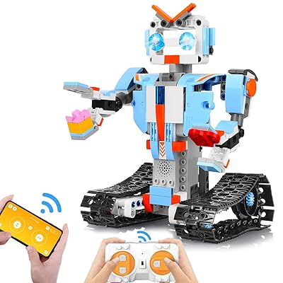 AOKESI Building Block Robot Kits for Kids, Remote &amp; APP Control Robot Snap Together Engineering Kits STEM Building Toys Best Gift for 6, 7, 8 and 9＋Year Old Boys and Girls