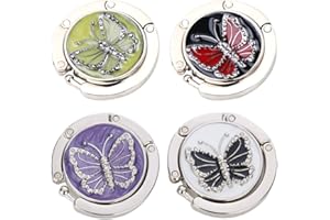 FOME Handbag Hanger - Set of 4 Foldable Purse Hooks, Mixed Color, Butterfly Shape, 1.77x3.54in