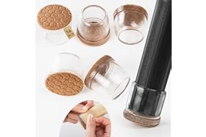 LECAFUR HL 16 Pcs Chair Leg Floor Protectors [Thickened Clear TPE] Chair Leg Caps Covers Anti Scratch Felt Furniture Pads for Hardwood Floors-S (Fit 0.55-0.80" Feet)