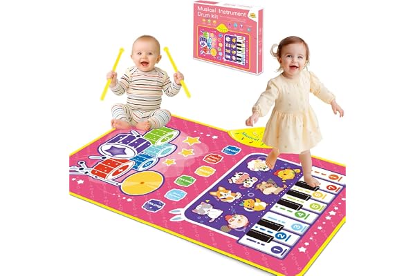 Tapete de Música Infantil, 3 Modos: Piano, Animais, Bateria, Tapete Para Desenvolvimento Sonoro e Sensorial