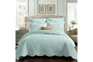 Calla Angel Sage Garden Luxury Pure Cotton Quilt, Queen, Light Aqua