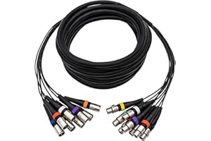 pegcabac 25FT 8 Channel XLR Snake Cable, 8 Colored XLR Male to Female Microphone Patch Cable for Recording, Live, Stage, Studios