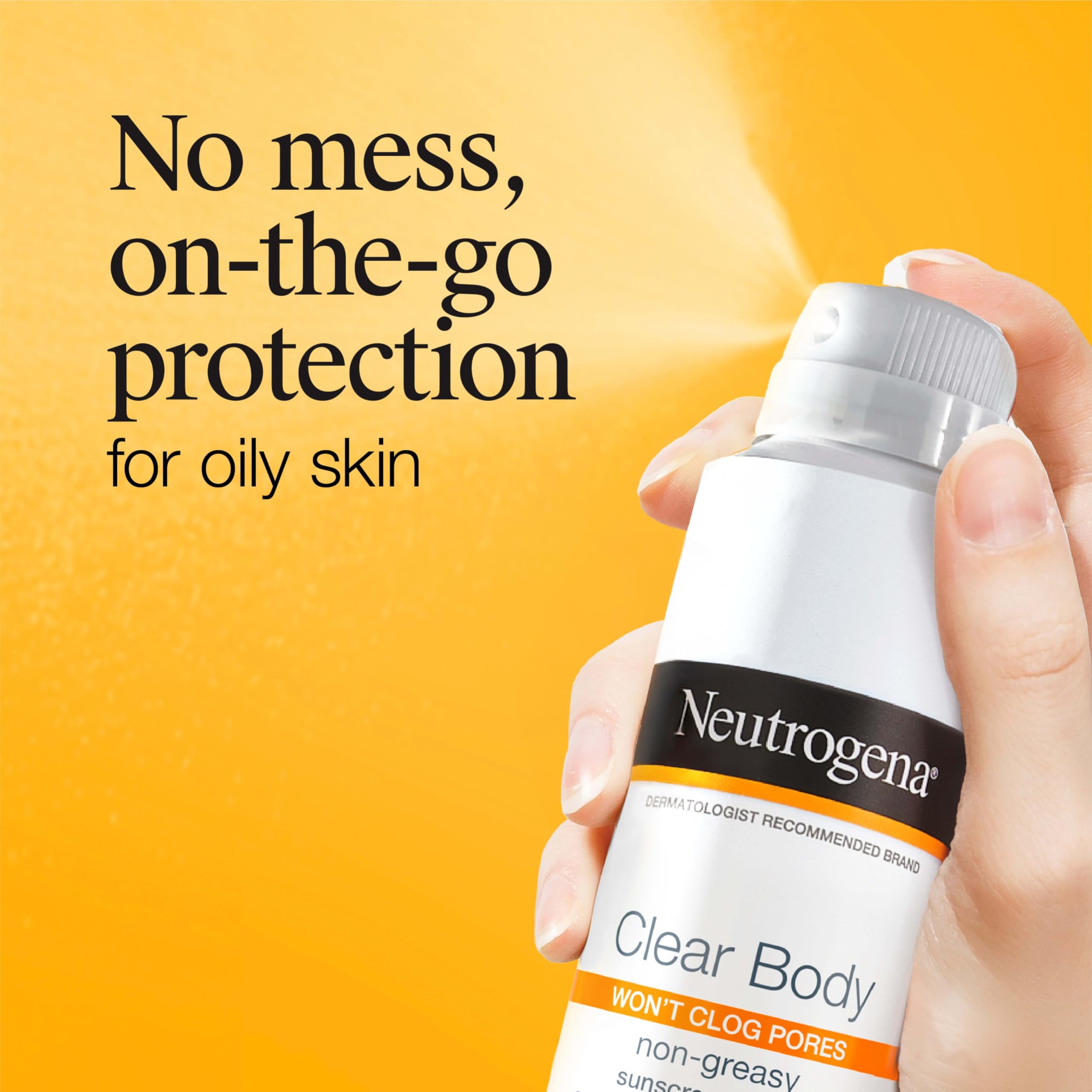 Neutrogena Clear Body SPF 50 Sunscreen Spray, Non-Greasy, Broad Spectrum Full Body Sunscreen Ideal for Oily Skin Moisturizes & Cools, Non-Comedogenic Spray Sunscreen, Oxybenzone-Free, 5 oz
