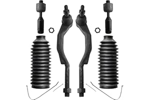 ASTARPRO - Front 6pc Tie Rods Kit for Chevy Trailblazer EXT GMC Envoy XL XUV Buick SSR Rainier Isuzu Ascender Saab 9-7x Olds Bravada, 4 Tie Rods 2 Boots + Bellows w/Locking C-Clamps Replacement