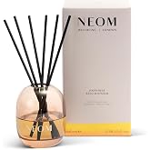 NEOM Happiness Reed Diffuser, Neroli, Mimosa &amp; Lemon, 100ml | Zesty, uplifting fragrance; up to 12 weeks scent; refillable glass vessel; 100% natural