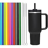ALINK Reusable Straws for Stanley 40 oz 30 oz Tumbler, 12 in Long Hard Plastic Tumbler Straws, 12 Colors Replacement Straw for Stanley Owala 40 oz Cups, Half Gallon Bottles, Plus 2 Brush
