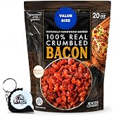 Real Crumbled Bacon Pieces, Fully Cooked Bacon Bits, Shelf Stable Bacon Topping, 20 oz Bag, Ready to Eat Bacon Crumbles for Salads, Baked Potatoes, Soups and Recipes (Pack of 1) with K-Tech USA Measuring Tape
