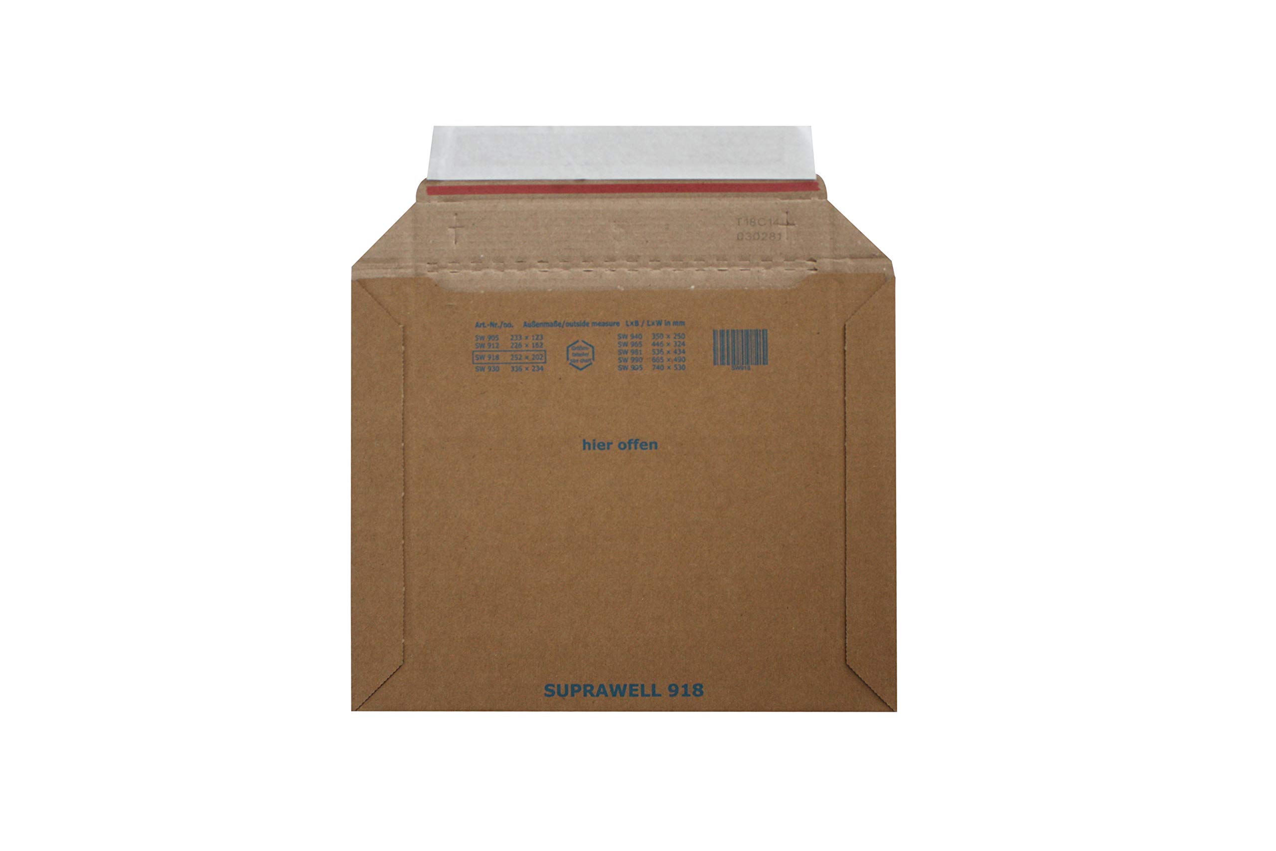 Carte Dozio - Rigid Cardboard envelopes with Long Side Opening for shipments - F.to int. mm 252x202-25 pcs Each Pack.